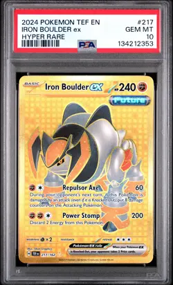 2024 POKEMON TEF EN-TEMPORAL FORCES HYPER RARE #217 IRON BOULDER EX PSA 10 - Image 1