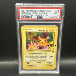 Birthday Pikachu Holo 24 Celebrations Classic Collection Pokemon PSA 9 - Image 1