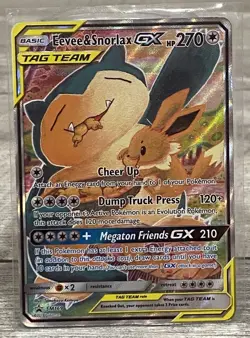 Pokemon TCG Eevee & Snorlax GX SM169 Tag Team Holo Black Star Promo - MINTY - Image 1