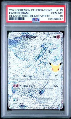 PSA 10 Gem Mint 2021 Pokemon Reshiram #113/114 Celebrations: Classic Collection - Image 1