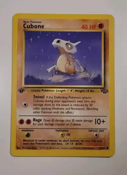 Pokemon Card Cubone No 50/64 1st Edition Jungle Set 1999 TCG - LP - Image 1