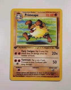 Pokemon TCG Primeape 1st Edition Jungle, Card 43/64, Uncommon, Vintage LP - Image 1