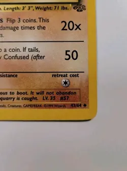 Pokemon TCG Primeape 1st Edition Jungle, Card 43/64, Uncommon, Vintage LP - Image 4