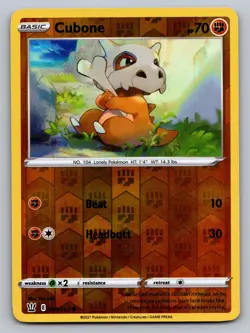 Cubone 069/163 Common Battle Styles Pokemon Reverse Holo Lightly Played - Image 1
