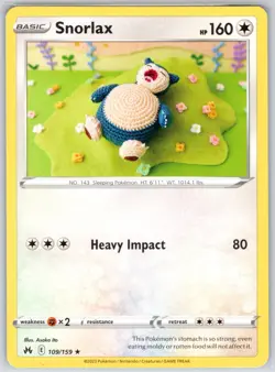 Snorlax 109/159 Crown Zenith Rare MP - Image 1