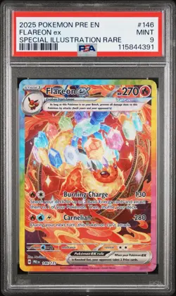 2025 POKEMON PRE EN-PRISMATIC EVOLUTIONS #146 FLAREON EX SIR PSA 9 - Image 1