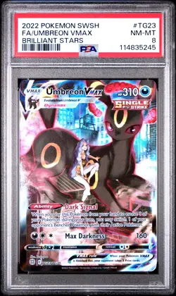 2022 POKEMON SWORD & SHIELD BRILLIANT STARS #TG23 FULL ART/UMBREON VMAX PSA 8 - Image 1
