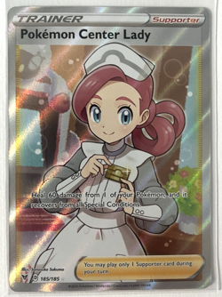 Pokemon Center Lady 185/185 Full Art Vivid Voltage Pokemon Card - Image 1