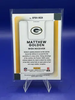 2025 Panini Donruss Optic Matthew Golden #RPBH-MGN Rookie Phenoms MEM RC Packers - Image 2