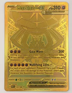 Mega Zygarde EX GOLD 124/088 ME03: Perfect Order Hyper Rare Pokemon Card NM/MINT - Image 1