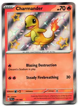 Charmander 109/091 - Paldean Fates Shiny Rare Pokemon TCG - LP Card - Image 1