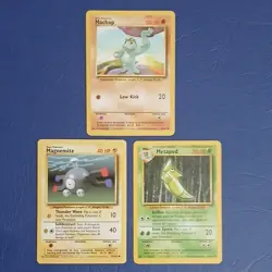 WOTC Pokemon TCG Vintage Base Set Card Lot - Machop, Magnemite, Metapod LP/NM - Image 1