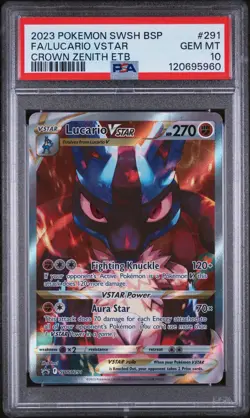 2023 POKEMON SWSH BLACK STAR PROMO #291 FULL ART/LUCARIO VSTAR PSA 10 - Image 1