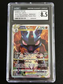 Lucario Vstar SWSH291 CGC 8.5 Crown Zenith 2023 Black Star Promo Pokemon TCG - Image 1