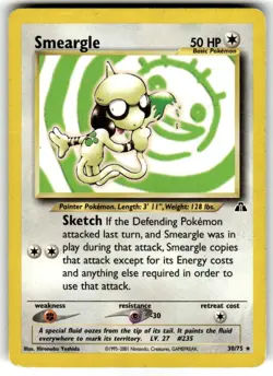 Pokemon TCG Smeargle (30) 30/75 Neo Discovery Rare DMG see pics (writing in the - Image 1