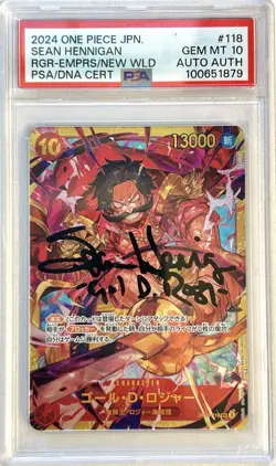 2024 ONE PIECE JPN GOL D. ROGER OP09-118 EMPERORS SEAN HENNIGAN AUTO PSA 10 - Image 1