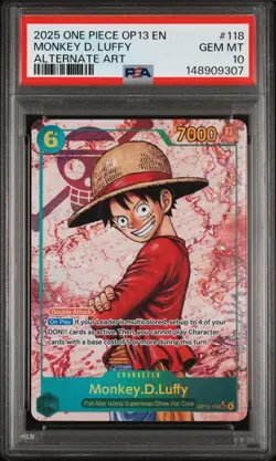 One Piece TCG Monkey D Luffy Op13-118 Sec Alt Art PSA 10 - Image 1