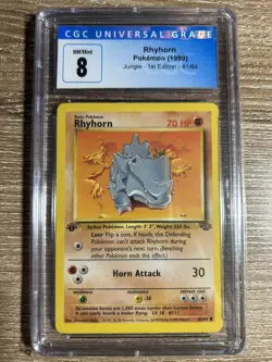 Rhyhorn Pokemon (1999) Jungle - Unlimited - 61/64 CGC 8 - Image 1