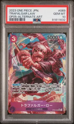 One Piece Card Japanese Awakening of the New Era TRAFALGAR LAW OP05-069 PSA10 - Image 3