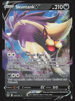 SWSH12: Silver Tempest Skuntank V #108/195 Ultra Rare Pokemon Card - Image 1