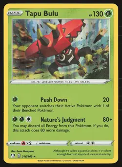 SWSH05: Battle Styles Tapu Bulu #016/163 Holo Rare Pokemon Card - Image 1