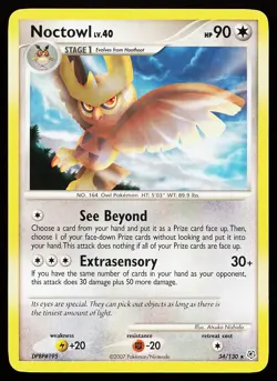 Noctowl 34/130 Rare Diamond and Pearl Pokemon Card - Image 1