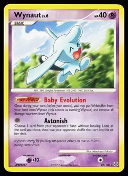 Wynaut 42/130 Rare Diamond and Pearl Pokemon Card - Image 1