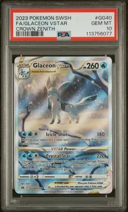 Pokemon Glaceon VSTAR Crown Zenith Full Art #GG40 PSA 10 - Image 1