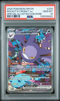 2025 POKEMON DESTINED RIVALS SIR TEAM ROCKET's CROBAT #234 PSA 10 GEM - Image 1