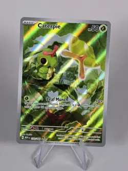 Pokemon TCG Caterpie Scarlet & Violet Holo Illustration Card 172/165 Rare LP - Image 1