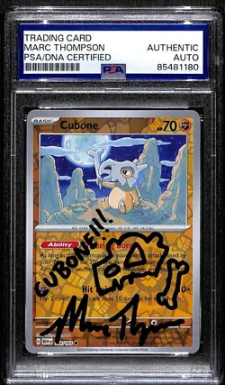 PSA Signed Cubone 151 Reverse Holo 104/165 Pokemon Scarlet Violet Marc Thompson - Image 1