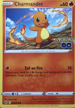 Charmander Common Pokemon GO 008/078 NM - Image 1