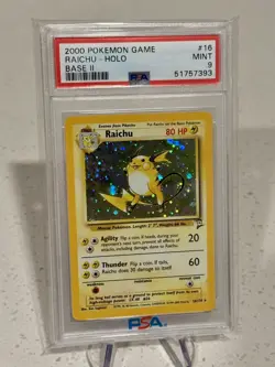 2000 Pokemon Raichu 16/130 Base Set 2 Rare Holo PSA 9 MINT - Image 2