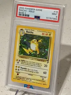 2000 Pokemon Raichu 16/130 Base Set 2 Rare Holo PSA 9 MINT - Image 4