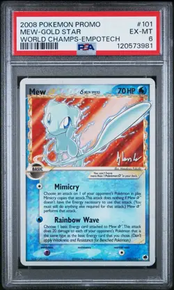 2008 Pokemon Promo Mew Gold Star World Championships PSA 6 - Image 1