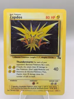 Zapdos 15/62 - Fossil Set - Rare Holo - Vintage WOTC Pokemon Card - MP - Image 1