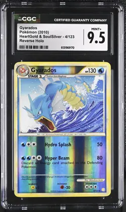 CGC 9.5 MINT+ Gyarados 4/123 Reverse Holo Heartgold & Soulsilver Pokemon Card - Image 1