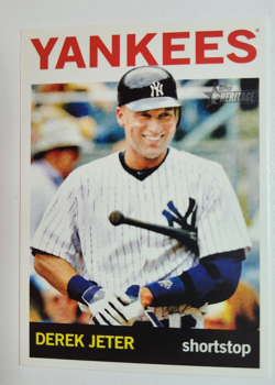Derek Jeter 2013 Topps Heritage Baseball Card #190 "Bat under arm" Short Print - Image 1