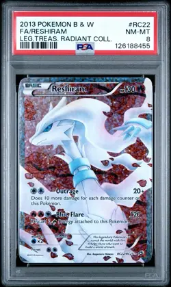 Reshiram rc22 POKEMON B&W LEGEND TREASURES RADIANT COLLECTION FULL ART PSA 8 - Image 1