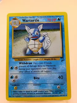 Wartortle 63/130 Base Set 2 Uncommon Vintage Pokemon Card WOTC TCG English MP - Image 1