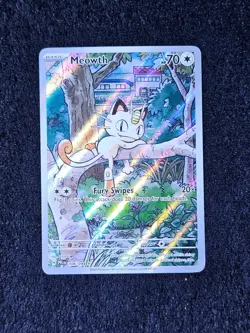 Meowth 106/094 Illustration Rare Holo Pokemon Card NM Phantasmal Flames Full Art - Image 2