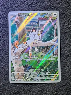 Meowth 106/094 Illustration Rare Holo Pokemon Card NM Phantasmal Flames Full Art - Image 3