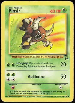 Base Set 2 Pinsir 29/130 Rare Pokemon HP - Image 1
