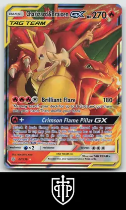 Pokemon - Charizard & Braixen GX 22/236 Cosmic Eclipse - Holo GX Rare - NM - Image 1