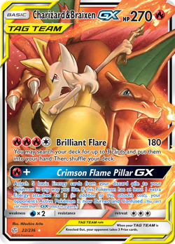 Pokemon - Charizard & Braixen GX 22/236 Cosmic Eclipse - Holo GX Rare - NM - Image 4