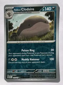Paldean Clodsire 128/197 Uncommon Obsidian Flames Pokemon Reverse Holo Near Mint - Image 1