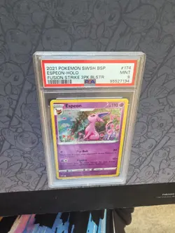 Pokemon: Espeon #SWSH174 FUSION STRIKE 3PK. BLISTER 2021 Holo Rare - PSA 9 -B122 - Image 4