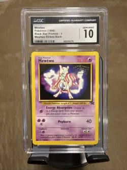 CGC GEM MINT 10 Mewtwo 1999 Black Star Promos 3 Pokemon TCG Mewtwo Strikes Back - Image 1