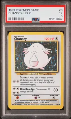 1999 (Pokemon) Base Set Unlimited - Chansey 3/102 - PSA EX 5 - Image 1