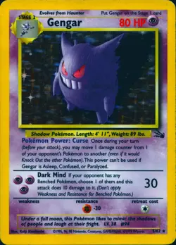 GENGAR 5/62 HOLO RARE FOSSIL POKEMON LP - Image 1